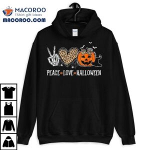 Peace Love Halloween Happy Pumpkin Leopard Hear Tshirt