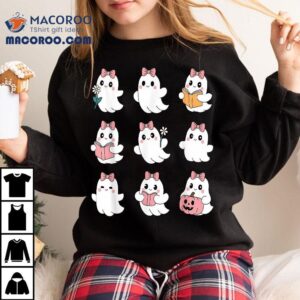 Pink Coquette Bow Cute Ghost Halloween Spooky Season Shirt