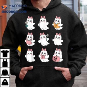 Pink Coquette Bow Cute Ghost Halloween Spooky Season Tshirt