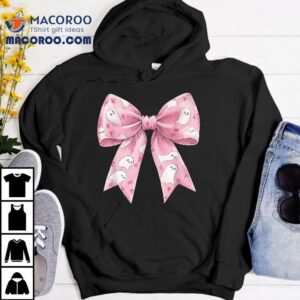 Pink Ghost Bow Coquette Halloween Spooky Season Wo Girls Shirt