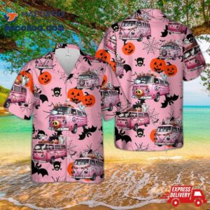 Pink Halloween Van Hawaiian Shirt