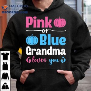 Pink Or Blue Grandma Loves You Pumpkin Gender Reveal Party Tshirt