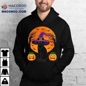 Retro Black Cat Halloween Pumpkin Costume Kids Girls Tshirt