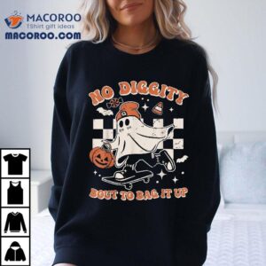 Retro Halloween Ghost No Diggity Bout To Bag It Up Tshirt