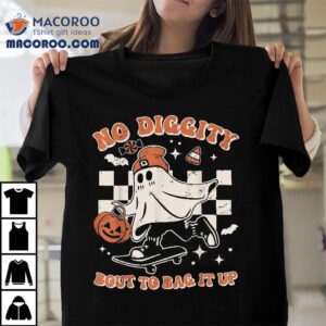 Retro Halloween Ghost No Diggity Bout To Bag It Up Tshirt