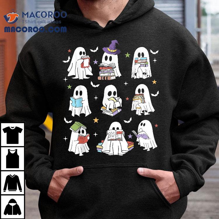 Retro Teacher Halloween Ghost Read More Books Shirt Retro Teacher Halloween Ghost Read More Books Shirt