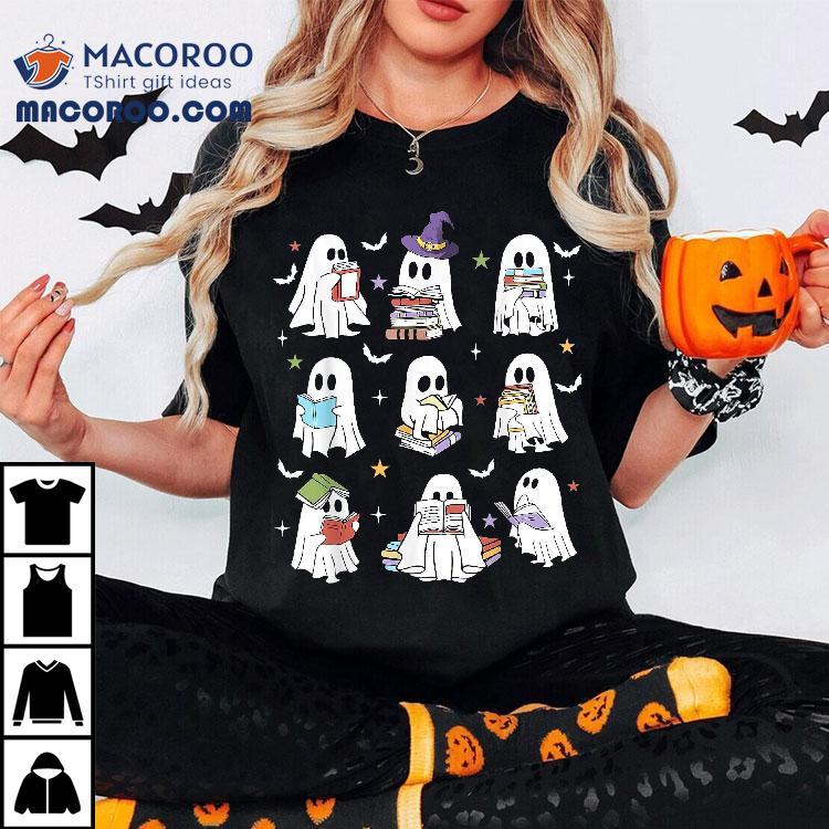 Retro Teacher Halloween Ghost Read More Books Shirt Retro Teacher Halloween Ghost Read More Books Shirt