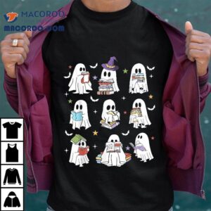 Retro Teacher Halloween Ghost Read More Books Shirt 3 Retro Teacher Halloween Ghost Read More Books Tshirt