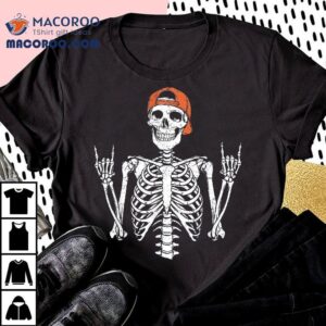 Rocker Skeleton Cap Skater Halloween Rock Boys Kids Shirt