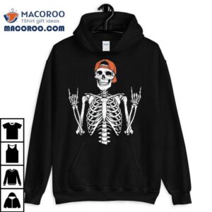 Rocker Skeleton Cap Skater Halloween Rock Boys Kids Shirt