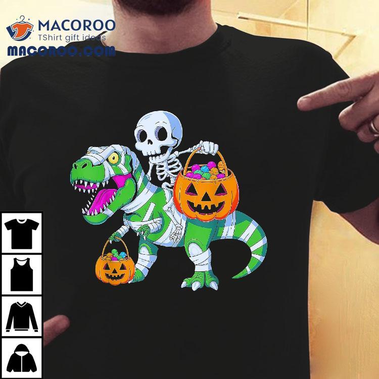 Skeleton Riding T-rex Mummy Dinosaur Halloween Funny Pumpkin Shirt Skeleton Riding T-rex Mummy Dinosaur Halloween Funny Pumpkin Shirt