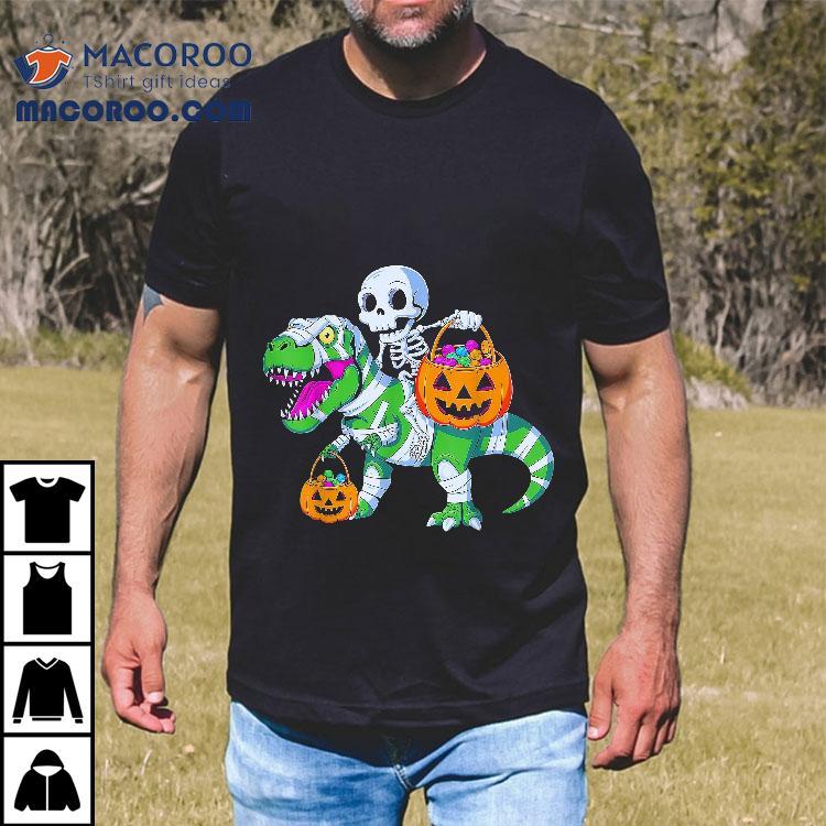 Skeleton Riding T-rex Mummy Dinosaur Halloween Funny Pumpkin Shirt Skeleton Riding T-rex Mummy Dinosaur Halloween Funny Pumpkin Shirt