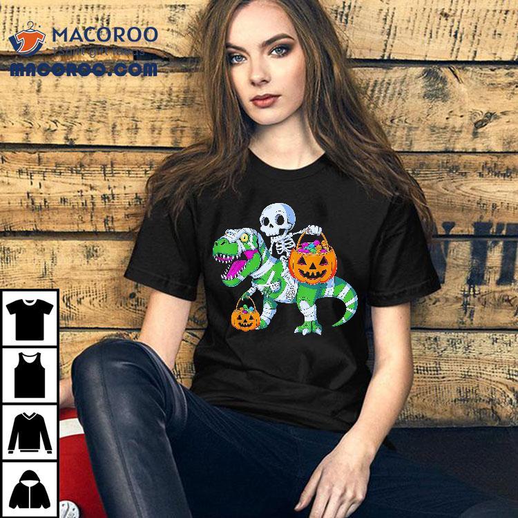 Skeleton Riding T-rex Mummy Dinosaur Halloween Funny Pumpkin Shirt Skeleton Riding T-rex Mummy Dinosaur Halloween Funny Pumpkin Shirt
