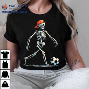 Skeleton Soccer Halloween Costume Funny Boys Kids Tee Shirt