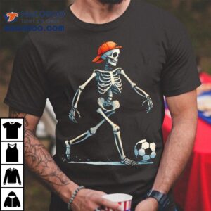 Skeleton Soccer Halloween Costume Funny Boys Kids Tee Shirt