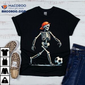 Skeleton Soccer Halloween Costume Funny Boys Kids Tee Tshirt