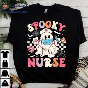 Spooky Nurse Ghost Halloween Cute Groovy Nursing Shirt