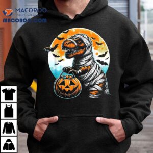 T Rex Dinosaur Mummy Pumpkin Bats Funny Retro Halloween Shirt
