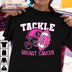 Tackle Breast Cancer Awareness American Football Pink Ribbon Tshirt