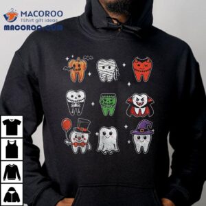 Teeth Ghost Pumpkin Witch Cute Dental Halloween Dentist Shirt