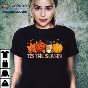 The Season Leopard Pumpkin Basketball Halloween Fall Leaf Shirt