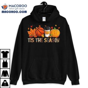 The Season Leopard Pumpkin Basketball Halloween Fall Leaf Tshirt