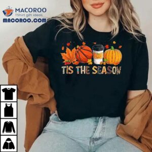 The Season Leopard Pumpkin Basketball Halloween Fall Leaf Tshirt