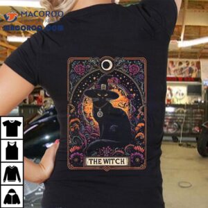 The Witch Cat Tarot Card Halloween Vintage Gothic Tshirt