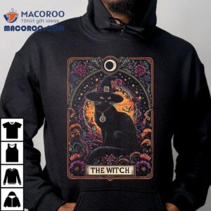 The Witch Cat Tarot Card Halloween Vintage Gothic Tshirt