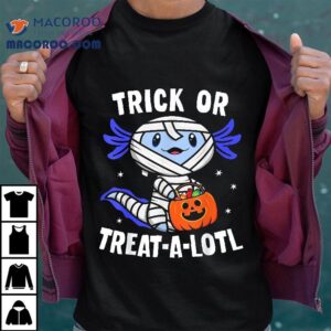 Trick Or Treat A Lotl Axolotl Mummy Boys Girls Halloween Tshirt
