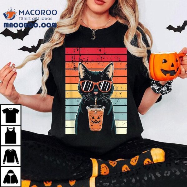 Trick Or Treat Black Cat Hipster Funny Halloween Shirt