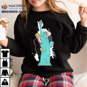 Trump And Biden Statue Of Liberty Menage A Trios Tshirt