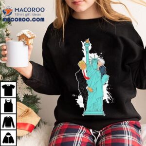 Trump And Biden Statue Of Liberty Menage A Trios Tshirt