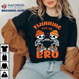 Twin Boys Twinning Halloween Best Friend Matching Skeleton Tshirt