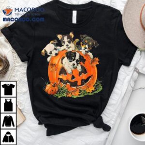 Vintage S Dog Retro Pumpkin Puppies Halloween Lovers Tshirt