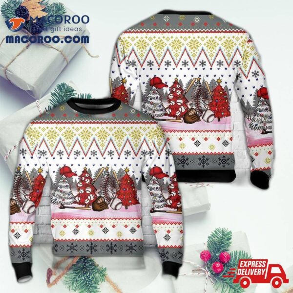 Baseball Christmas Trees Sweater