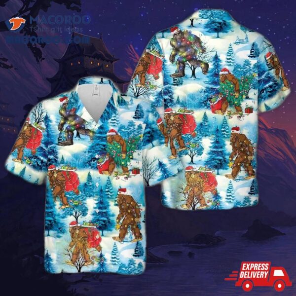 Bigfoot Santa Christmas Hawaiian Shirt