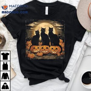 Black Cat Halloween Starry Night Van Gogh Shirt