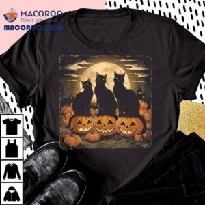 Black Cat Halloween Starry Night Van Gogh Tshirt