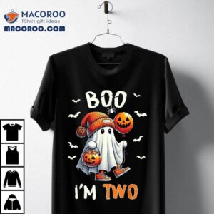 Boo I M Two Ghost Nd Birthday Halloween Boy Kids Groovy Tshirt