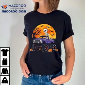 Boy Halloween Shirt Monster Truck Skeleton Pumpkin
