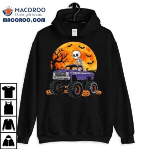 Boy Halloween Monster Truck Skeleton Pumpkin Tshirt
