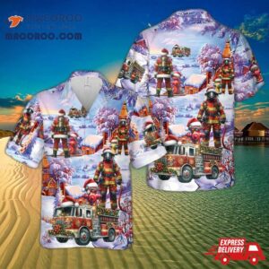 Christmas Fire Fighter Hawaiian Shirt