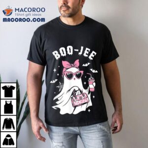Cute Boo Jee Leopard Ghost Drink Coffee Boo Halloween Tshirt