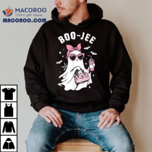 Cute Boo Jee Leopard Ghost Drink Coffee Boo Halloween Tshirt