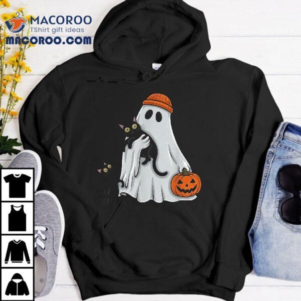 Cute Cat Ghost Funny Halloween Kids Spooky Shirt