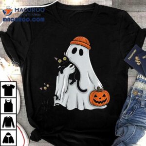 Cute Cat Ghost Funny Halloween Kids Spooky Tshirt