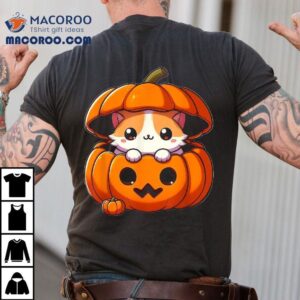 Cute Cat In A Pumpkin Halloween Tshirt