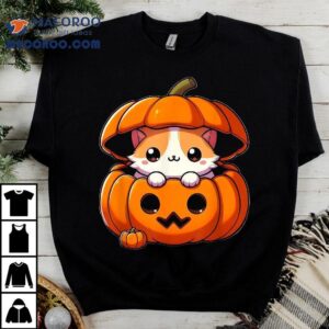 Cute Cat In A Pumpkin Halloween Tshirt