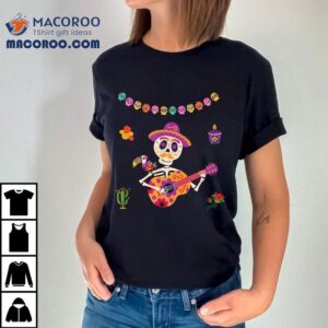 Cute Dia De Los Muertos Mexican Kids Sugar Skeleton Guitar Tshirt